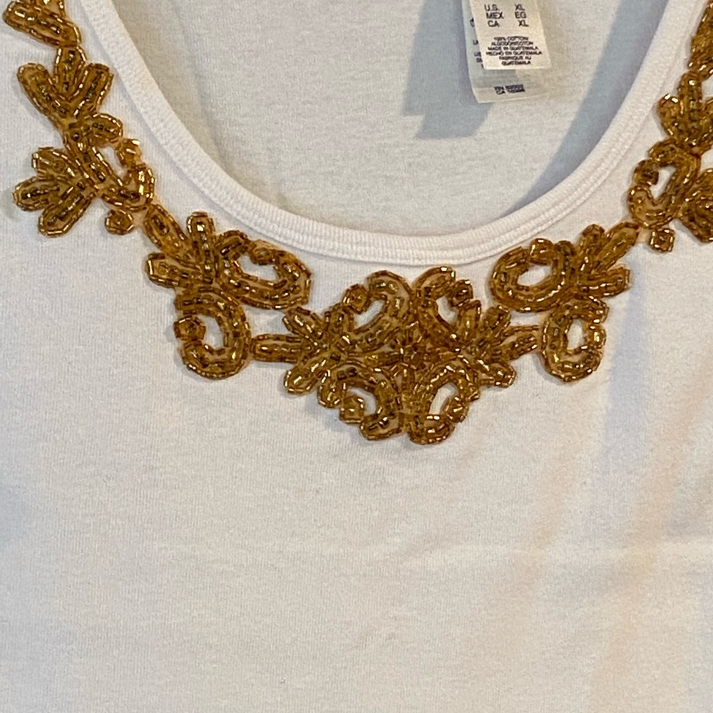 Golden Beaded White Tank Classy PERFECT Bus, Dress Jacket, Summer shorts NWOT XL - Picture 4 of 5